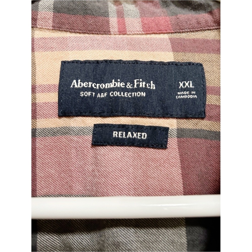 Abercrombie & Fitch Men's Plaid Button-Down Shirt XXL Relaxed Soft Preppy Y2K